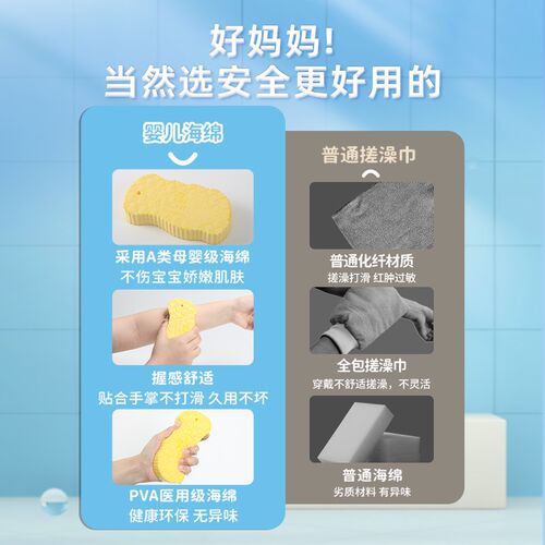儿童搓澡神器无痛搓澡巾不伤皮肤婴儿宝宝专用搓澡海绵儿童洗澡巾