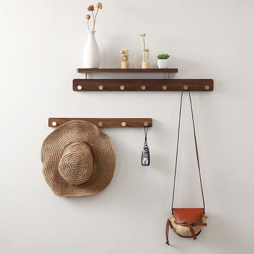 北美黑胡桃木实木进门挂衣架壁挂创意玄关衣帽钩包钥匙挂钩置物架