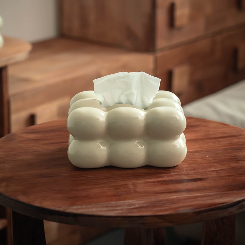 【奶油风棉花糖】陶瓷纸巾盒餐桌抽纸盒客厅餐巾纸盒摆件装饰品