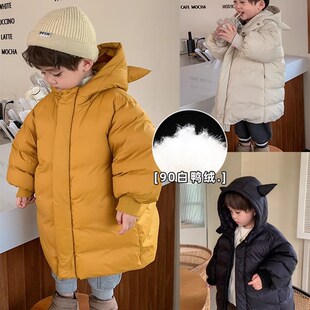 韩男女童中长新款羽绒服冬季洋气婴幼儿童宝宝小恶魔加厚冬装外套