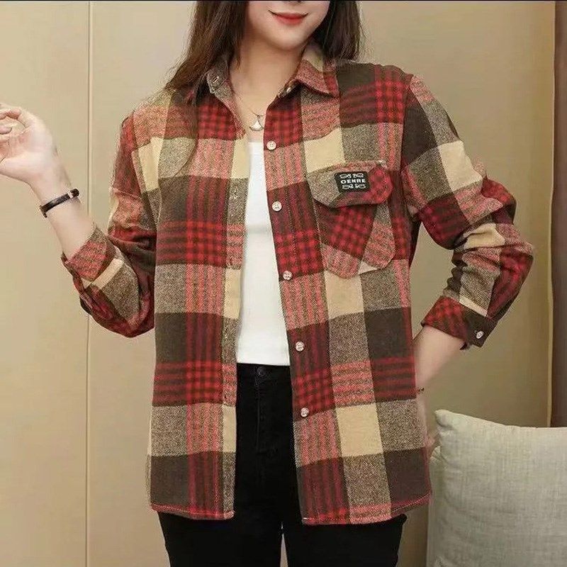 秋季新款毛呢格子衬衫女时尚复古港味宽松长袖衬衣春秋纯棉外套女,女装/女士精品,衬衫,淘宝优惠券,粉丝福利购,淘宝优惠卷