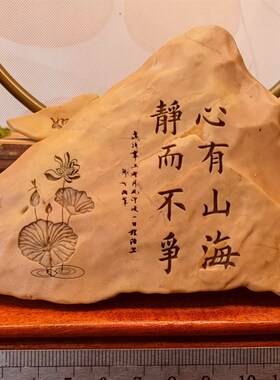 一物一拍心有山海新疆天然戈壁石刻字桌面摆件花盆鱼缸造景
