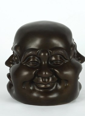 纯黄铜四面佛摆件铜佛喜怒哀乐新中式家居办公室玄关桌面装饰礼品