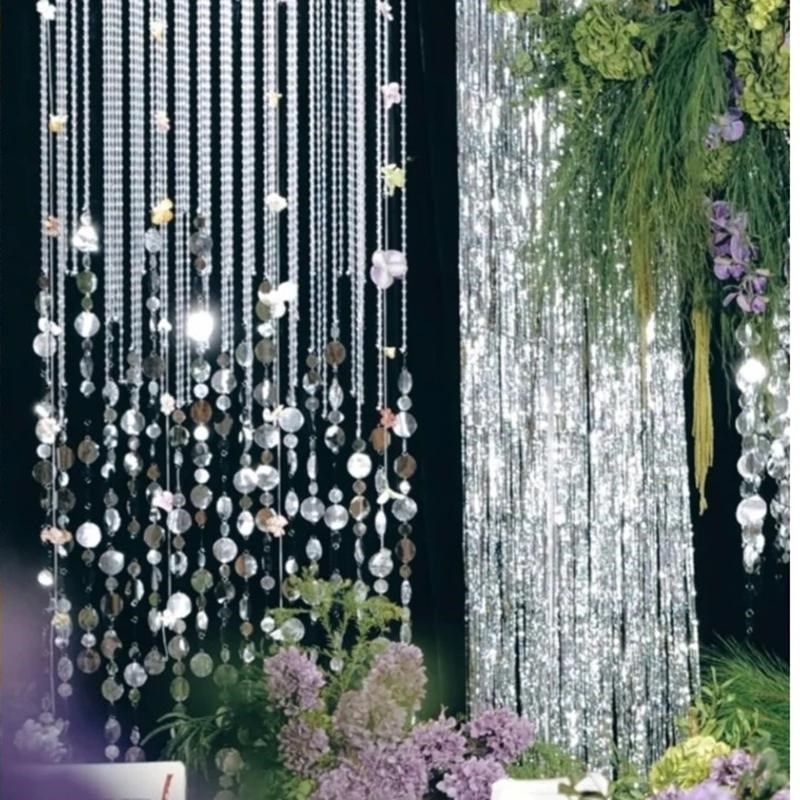 婚庆亚克力亮片串仿水晶珠串珠链婚礼吊顶线帘舞台背景柱装饰珠帘
