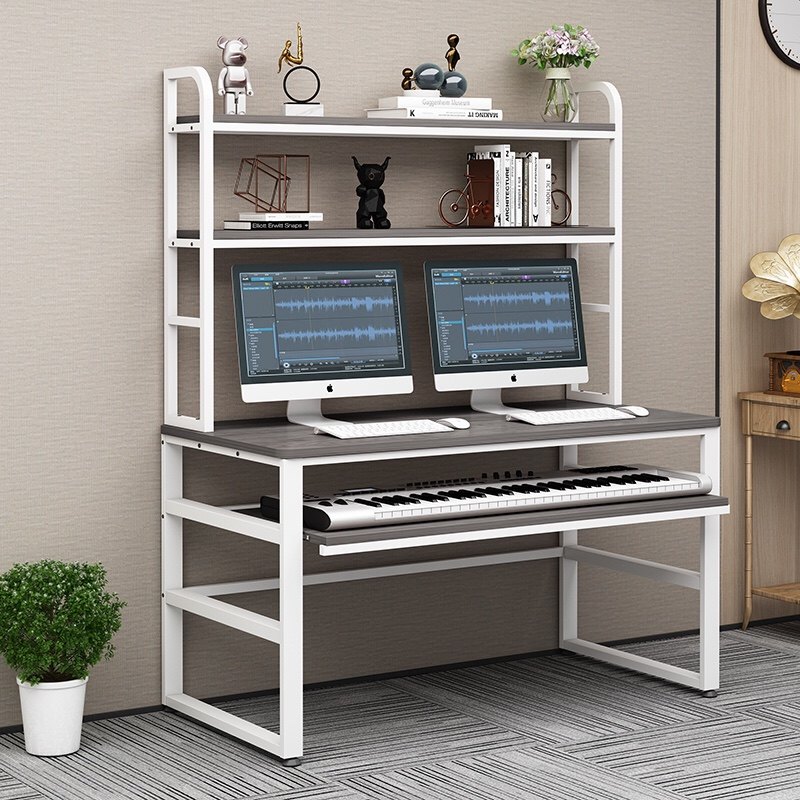 新款简约书架一体琴桌琴架电脑桌电子琴桌电钢琴音乐编曲工作台