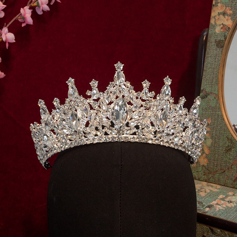 儿童生日皇冠头饰公主花童水晶女神小女孩主持人演出女童王冠高端