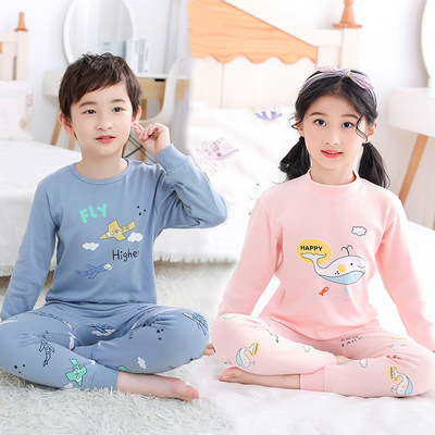 全棉中童大童儿童内衣套装纯棉毛衫男孩男童女童中领内衣秋衣秋裤