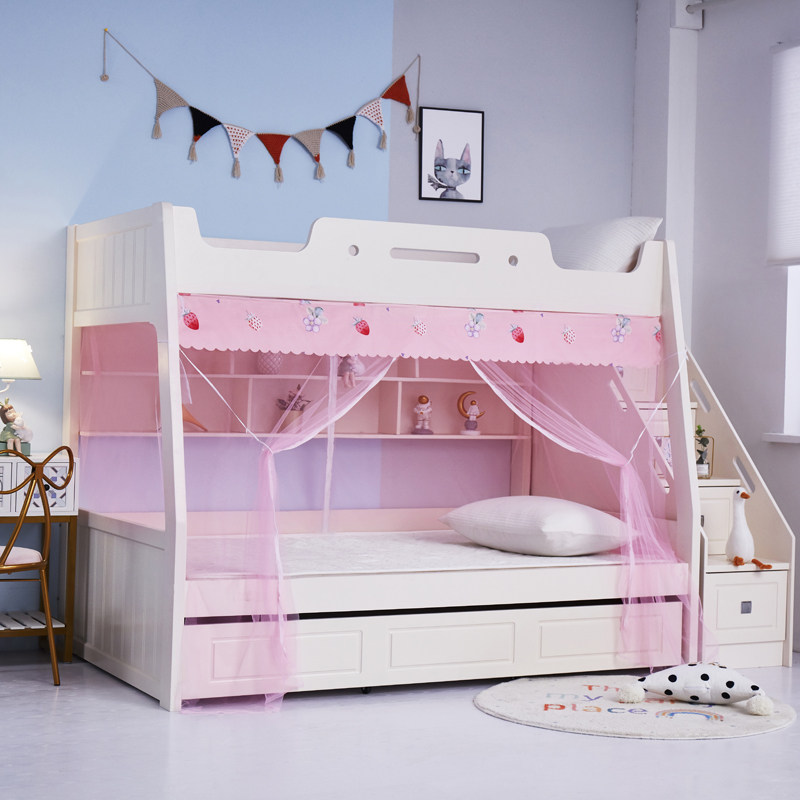 子母床蚊帐下铺专用梯形高低床1.5米1.2儿童双层上下床拉链双开门,床上用品,蚊帐,淘宝优惠券,粉丝福利购,淘宝优惠卷