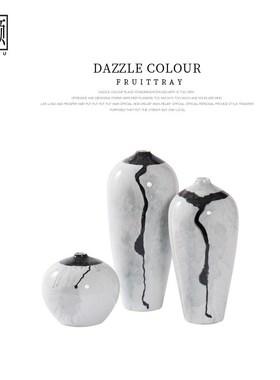 新中式客厅书房茶室陶瓷摆件软A装配饰室内玄关桌面插花酒店装饰