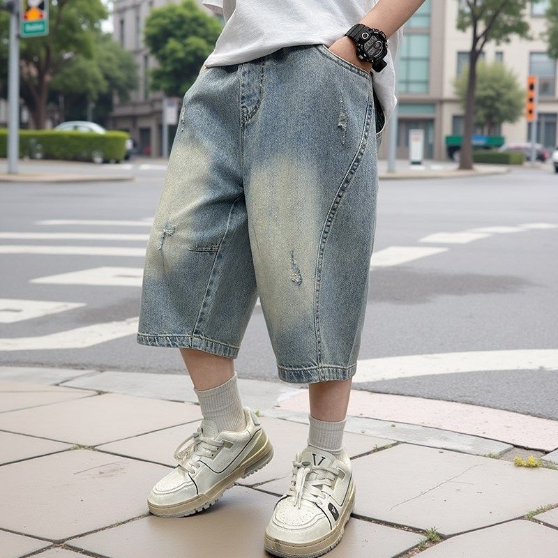 男童裤子夏款2025新款儿童装夏装休闲牛仔短裤男孩夏季薄款七分裤,童装/婴儿装/亲子装,裤子,淘宝优惠券,粉丝福利购,淘宝优惠卷