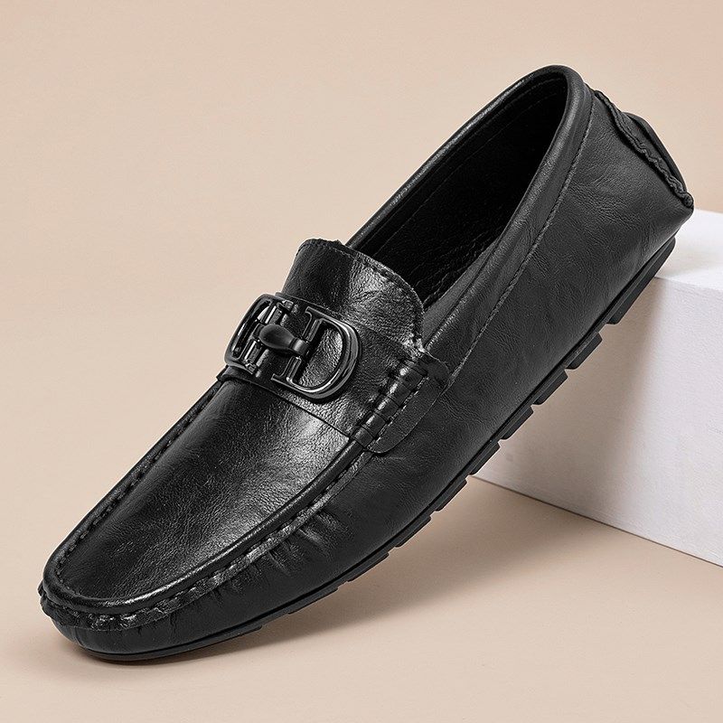 新款真皮高端男鞋英伦皮鞋百搭休闲鞋韩版潮流春季透气男士豆豆鞋,流行男鞋,乐福鞋（豆豆鞋）,淘宝优惠券,粉丝福利购,淘宝优惠卷