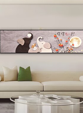 晶瓷镶钻卧室床头吉祥如意客厅挂画D高级感装饰画子母象40150