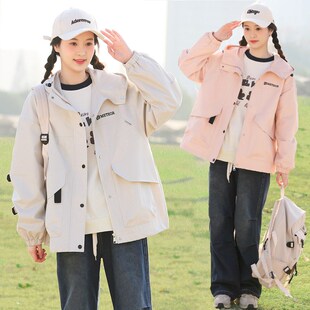 高中学生外套女秋装2024新款春秋季青少年15岁女孩大童初中生风衣