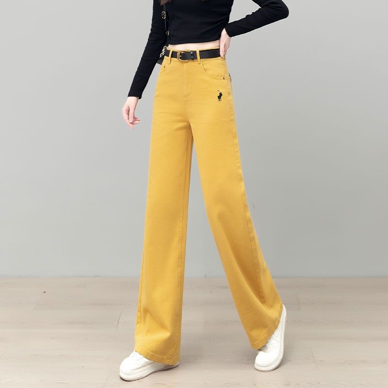 今年流行姜黄色窄版阔腿牛仔裤女2025春秋新款高腰显瘦休闲直筒裤,女装/女士精品,大码裤装,淘宝优惠券,粉丝福利购,淘宝优惠卷