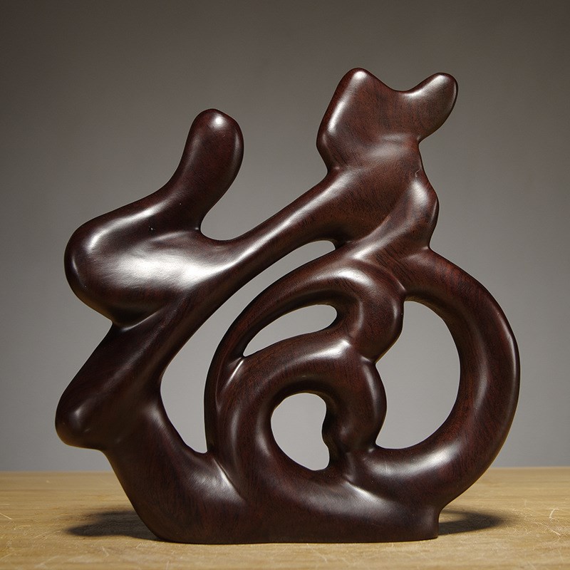 花梨木雕福字摆件中式客厅电视柜台实木家居装饰品创意简约工艺品