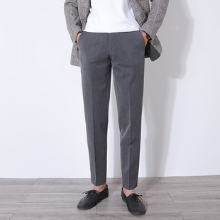 2021秋季免烫休闲裤潮男小脚裤商务修身长M裤直筒垂感西裤男锥形