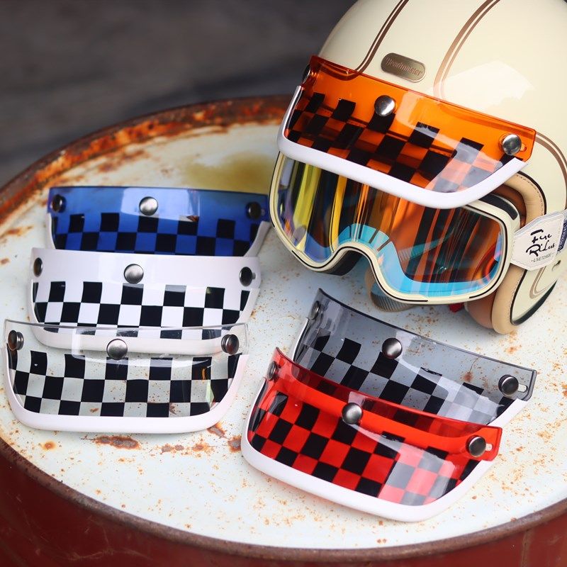 头盔帽檐摩托车头盔帽沿半盔遮阳帽檐黑白格子防晒43复古头盔配件,摩托车/装备/配件,头盔饰配,淘宝优惠券,粉丝福利购,淘宝优惠卷