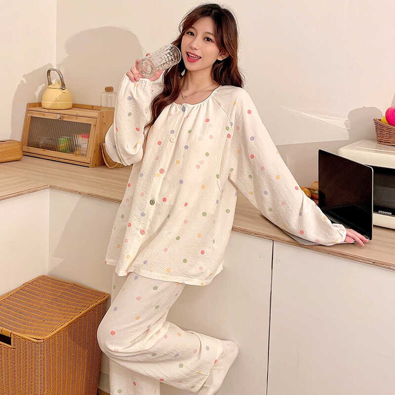 云朵棉月子服带胸垫产后孕妇睡A衣女春夏季薄怀孕期产妇哺乳家居