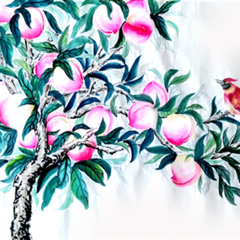 三尺手绘寿桃画 生日寿诞礼物定制