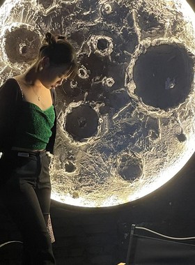 月球灯壁挂玻璃钢雕塑网红创意发光星球玄关橱窗背景墙装饰大摆件