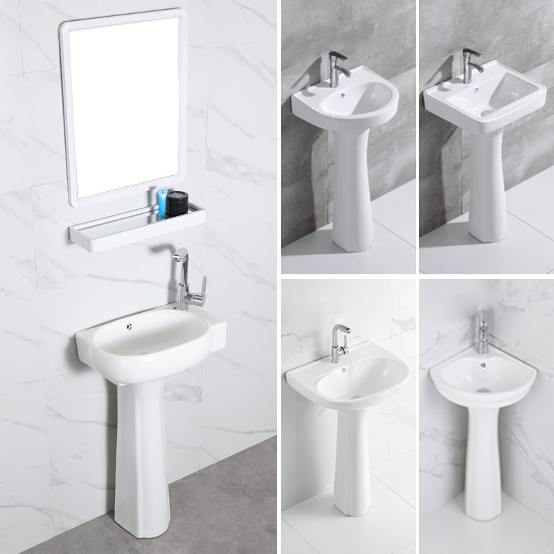 立柱盆小户型卫生间洗手盆落地式三角型洗脸盆迷你一W体墙角洗手