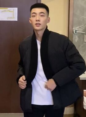 0413C 道袍棉l服男士冬季韩版宽松休闲加厚保暖开衫棉衣外套男短