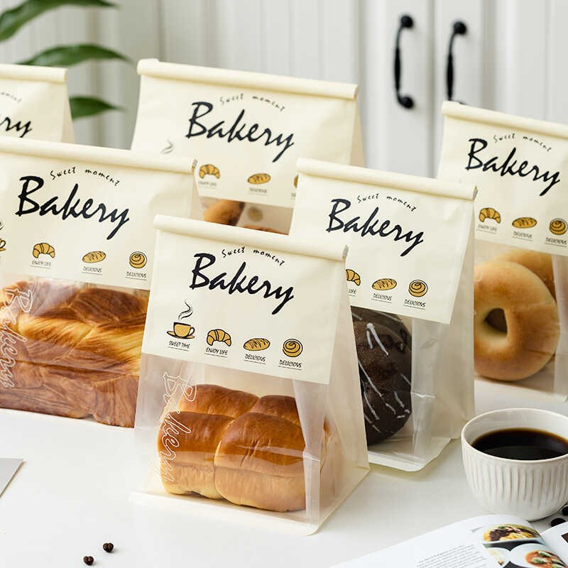 吐司面包b包装袋贝果欧包烘焙自封切片生吐司250克450g牛皮纸袋子