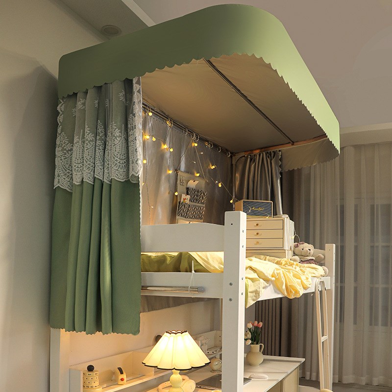 轨道滑轨学生宿舍床帘蚊帐一体式上铺下铺通用强遮光全寝室床幔