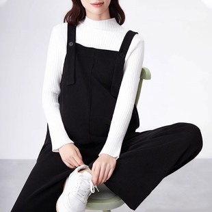 背带裤女春秋外穿2024新款小个子大码直筒阔P腿裤孕妇装秋冬季套