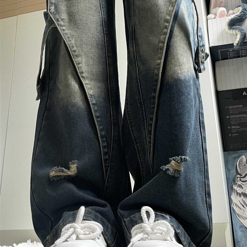 2-300斤加肥加大胖mm大码x复古牛仔裤女梨形高腰遮肚显瘦直筒裤潮