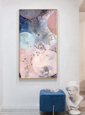 进门入户玄关装饰画轻奢大气壁画过道走廊尽头竖版免打孔别墅门厅