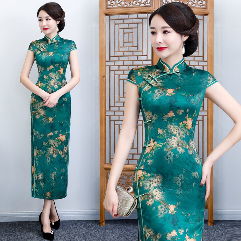 走秀旗袍表演出服j中年女妈妈气质年轻时尚妈妈秋季礼服老上海国