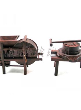 红木模型工艺品书房摆件风车石磨实木礼品 木雕创意家居桌面饰品