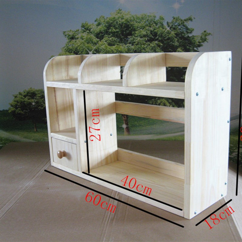 松木桌上书架置物架实木简易小书架收纳架创意墙壁收纳架层架隔板