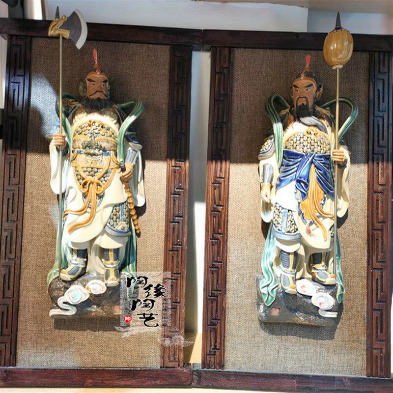 陶瓷工艺品 石湾陶艺 挂板门神