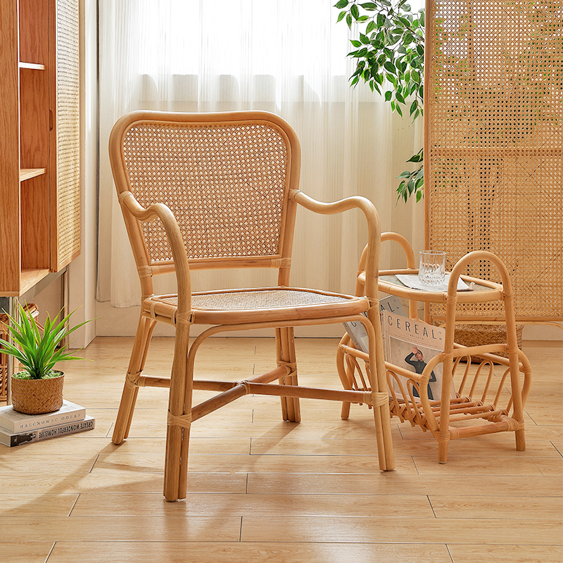 复古藤编单人懒人沙发庭院休闲座椅靠背真藤编织阳台椅子茶几套装