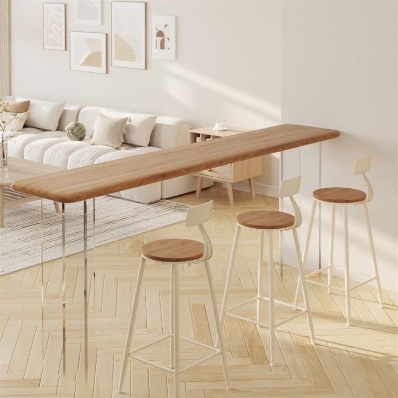 亚克力悬浮实木阳台吧台桌简约现代家用靠墙高脚窄桌酒吧桌椅组合