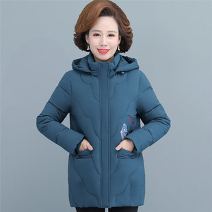 中年妈妈羽绒服女奶奶装r新款秋冬装加厚外套50岁棉衣中老年人棉