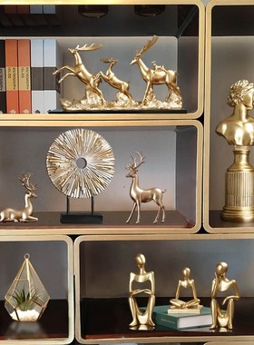 美式家居饰品鹿摆件客厅玄关电视柜酒柜J装饰品现代软装轻奢工艺