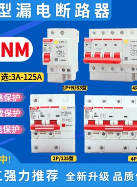 小型断路器DZ47LE-63 125 漏电保护器1P+N 2P 3P+N 4P32A100A新款