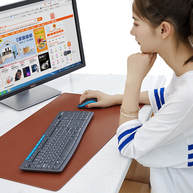 真皮办公桌垫牛皮鼠标垫超大加厚防水锁边台垫餐垫书桌垫定做订制