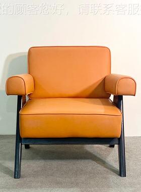 复古宅寂风单人沙发椅尔加迪客厅22122休息厅售楼会所堂椅咖啡实