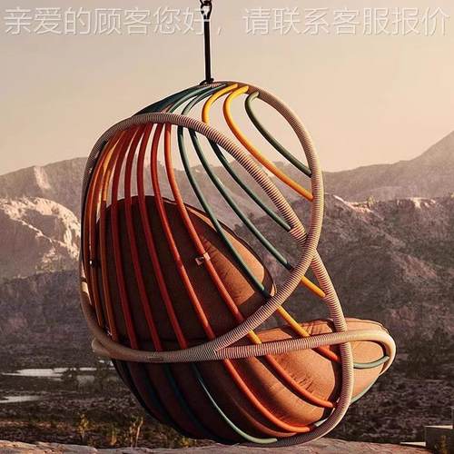 户藤编休吊篮躺椅闲北欧现代简约计xk-2别外墅庭设院露天阳台秋千