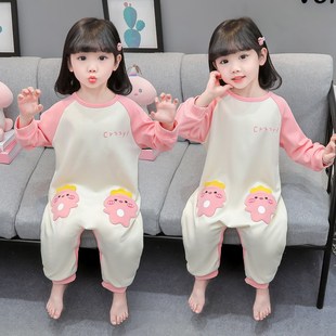 0女童连体睡衣春秋季2024新款纯棉小女孩宝宝1岁婴儿睡袋秋冬款3