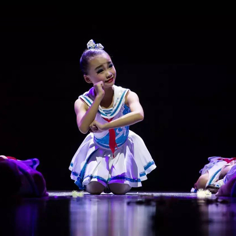 奔向阳光舞蹈服女蓬蓬裙演出服中小学生大合唱儿童啦啦操表演服装
