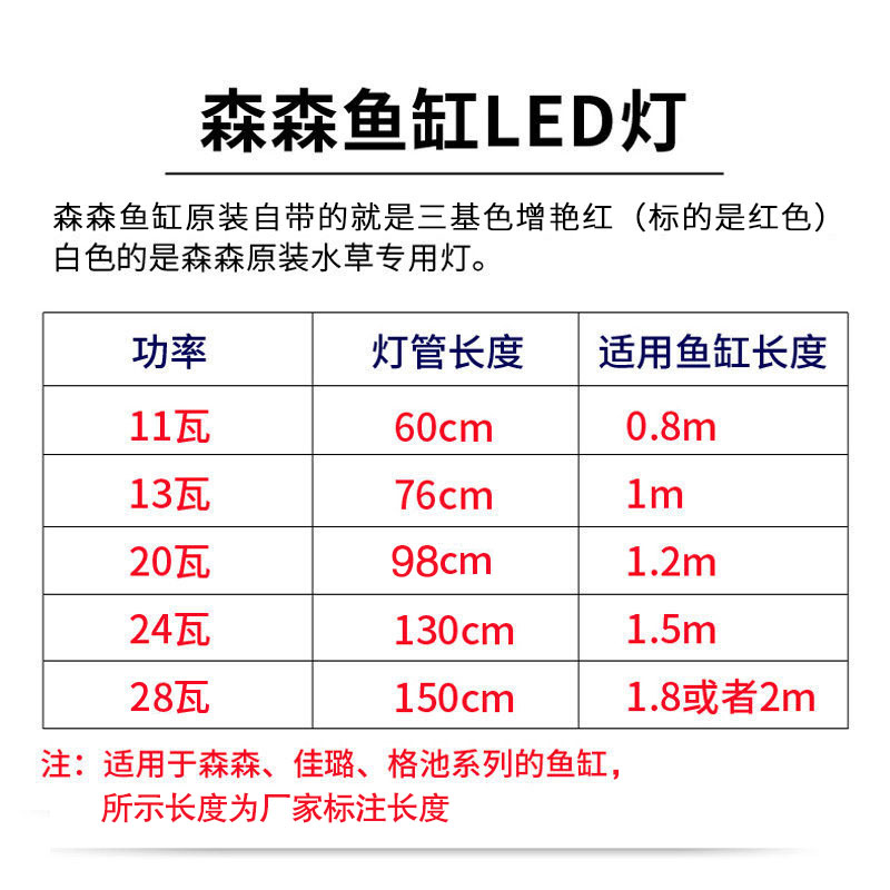 森森佳璐格池水族箱新款扁插T8LED灯管照明造景龙鱼鹦鹉防水灯管