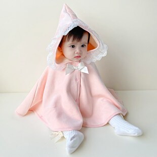 婴儿新款小外套春秋冬季新生儿公主女宝宝披风斗篷上衣外出防风
