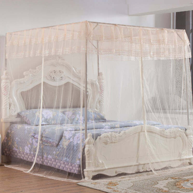 蚊帐三开门不锈钢加厚压脚落地免安装加密拉链式/重叠1.5m床1.8米