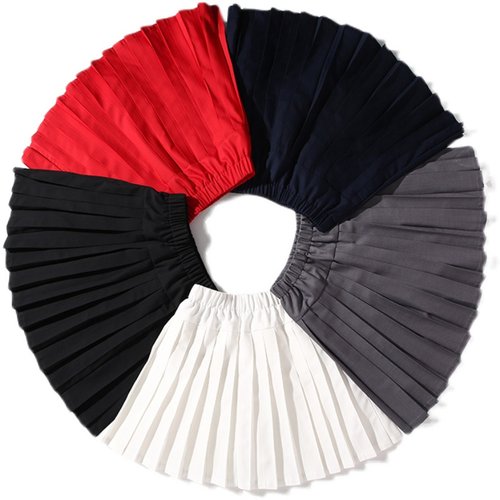 女童百褶短裙JK搭配小孩儿藏青红黑灰色学生春秋学院风校服半身裙