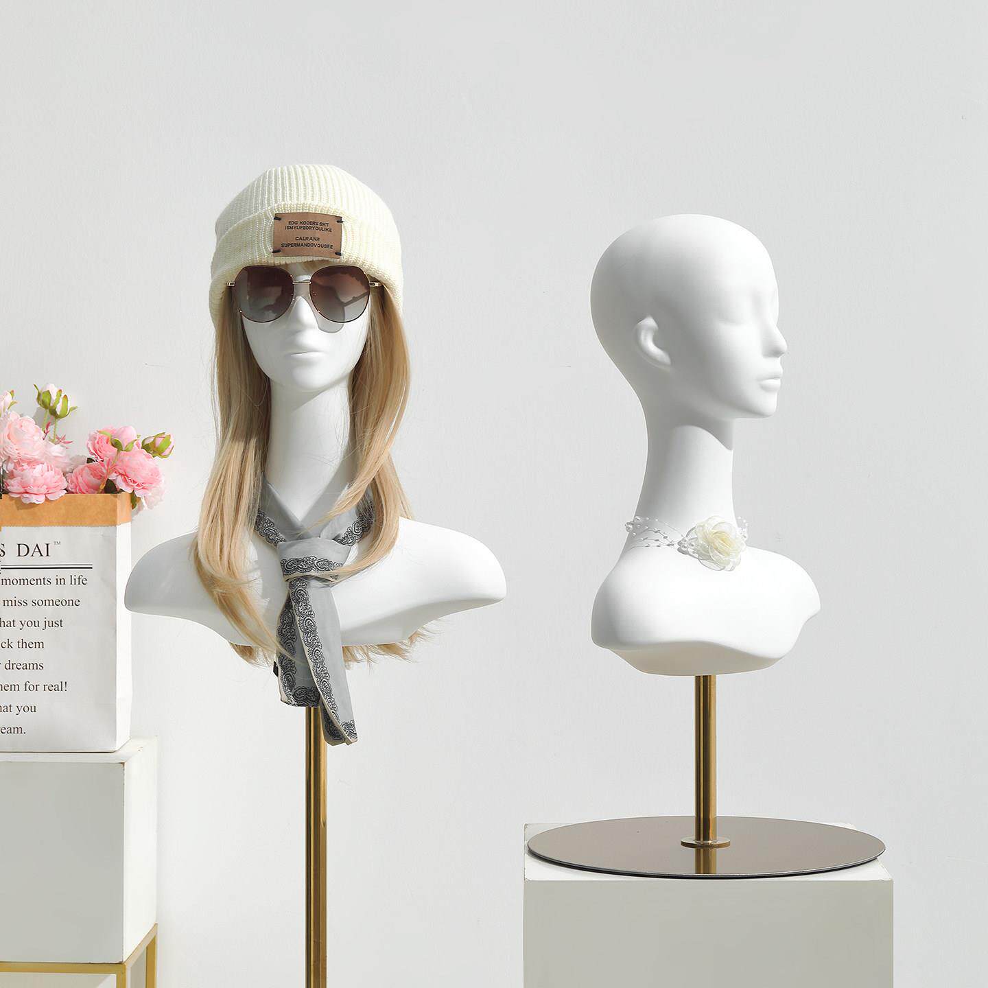 服装店女士头模道具帽子假发模型饰品架头巾项链围巾架橱窗展示架